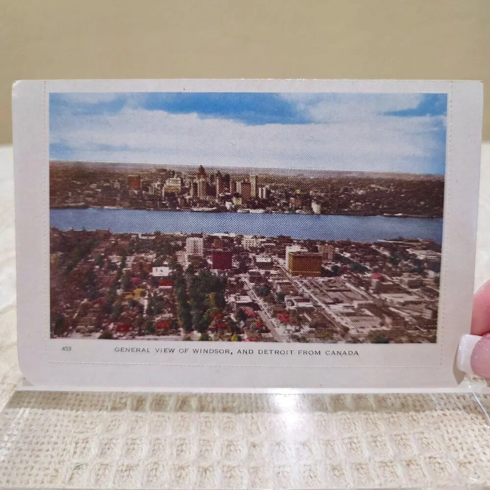 Vintage c1900's General View of Windsor Detroit from Canada Folkard Postcard UNP